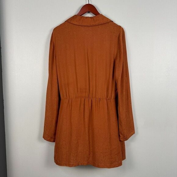 Free People Simone Notch Lapel Cinnabar Mini Dress Size Medium  Brown - Picture 6 of 6